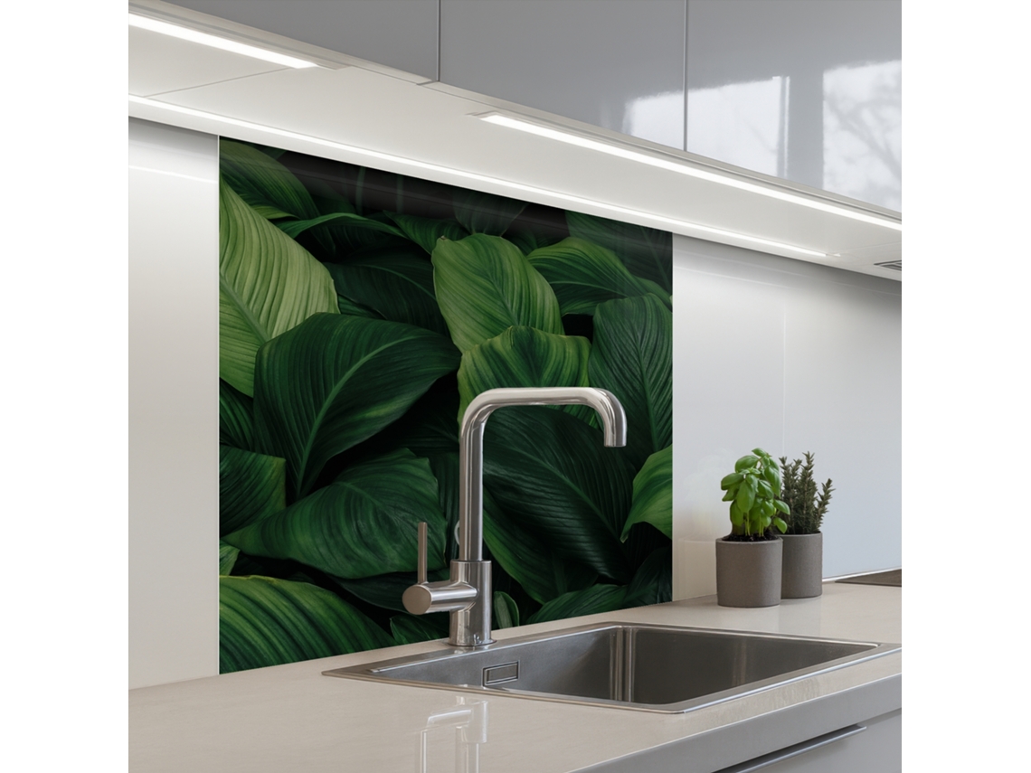 Paneles para salpicadero de cocina - Naturaleza - Tropical - Hojas - Verde 80x80 cm