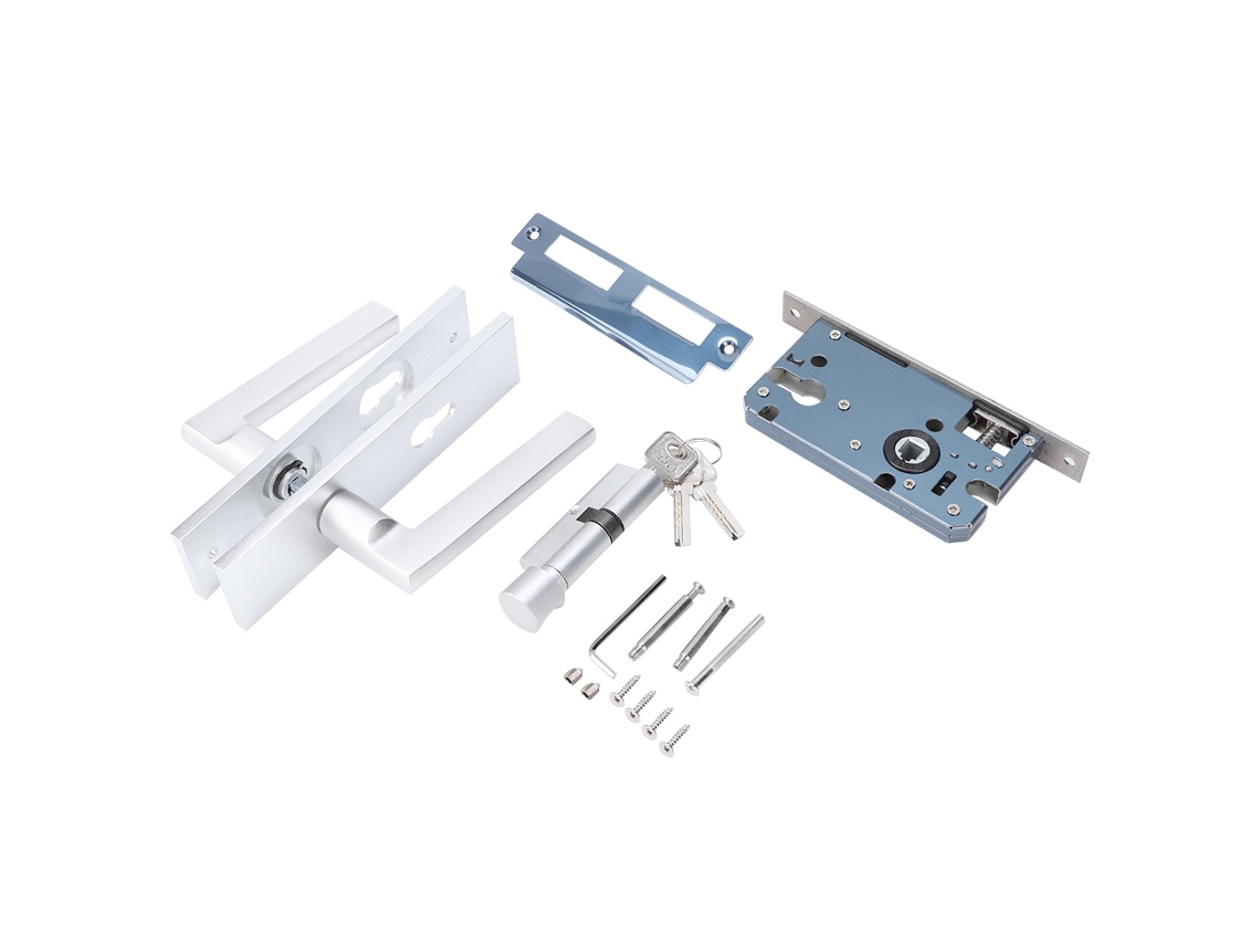 Cerradura De Puerta Interior De Aluminio Espacial De Estilo Europeo Moderno Para Dormitorio: Silenciosa Y Duradera.