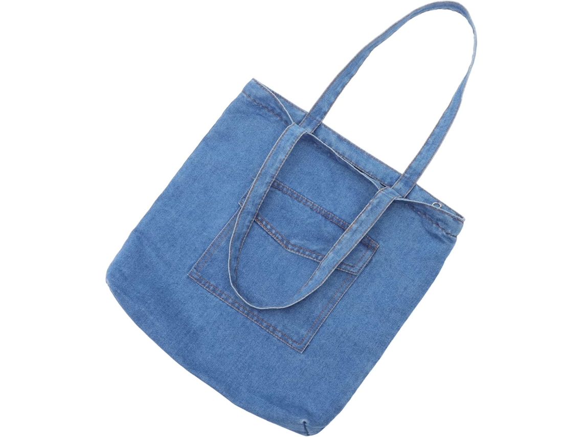 Bolso De Hombro Grande Para Mujer, Bolso Tote Informal De Mezclilla, Gran Capacidad, Azul Claro, Algodón, Jeans, Informal