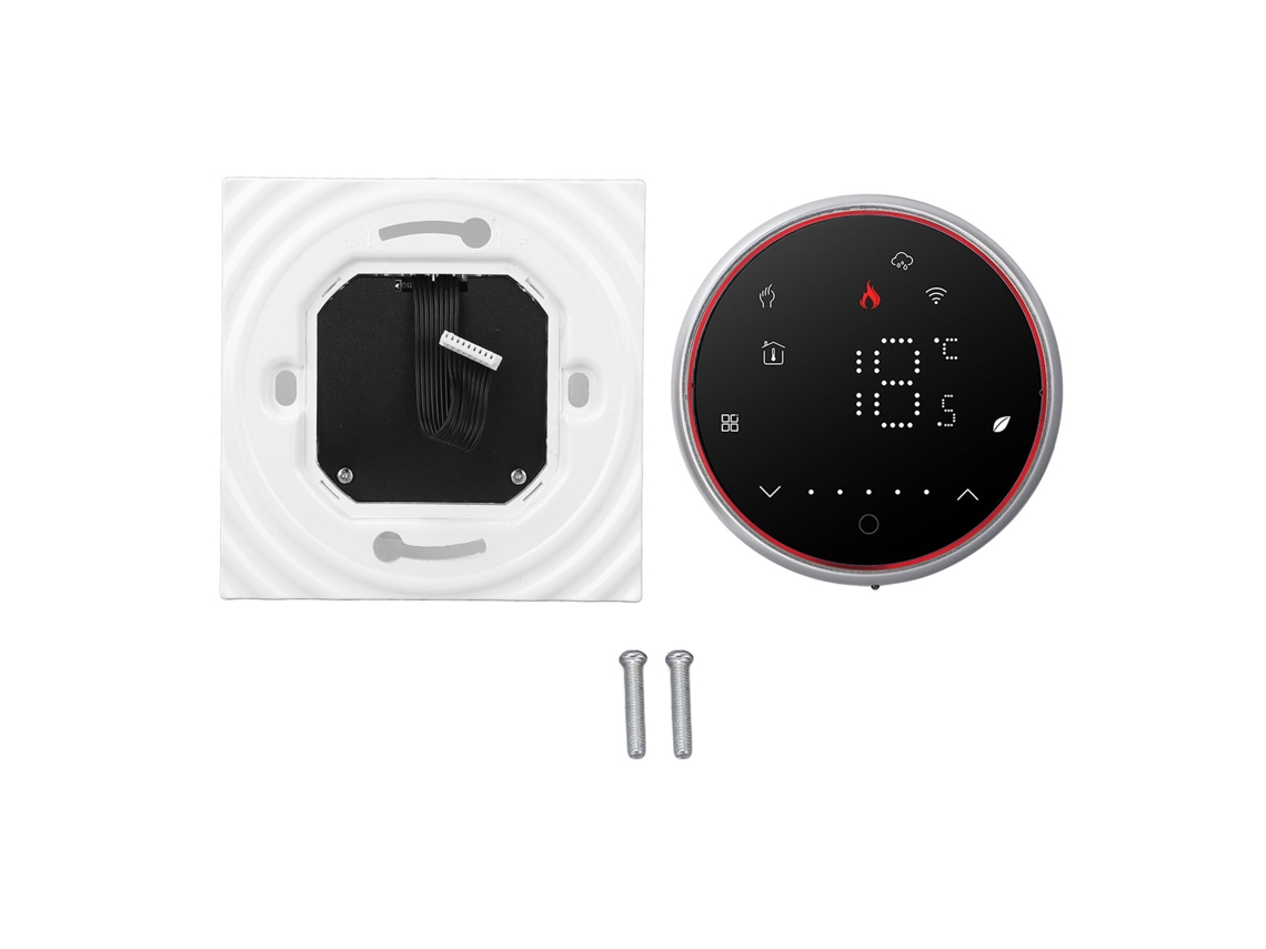 Termostato inteligente con pantalla LED, programable, control de suelo radiante, Wi-Fi, 95-240V, negro.
