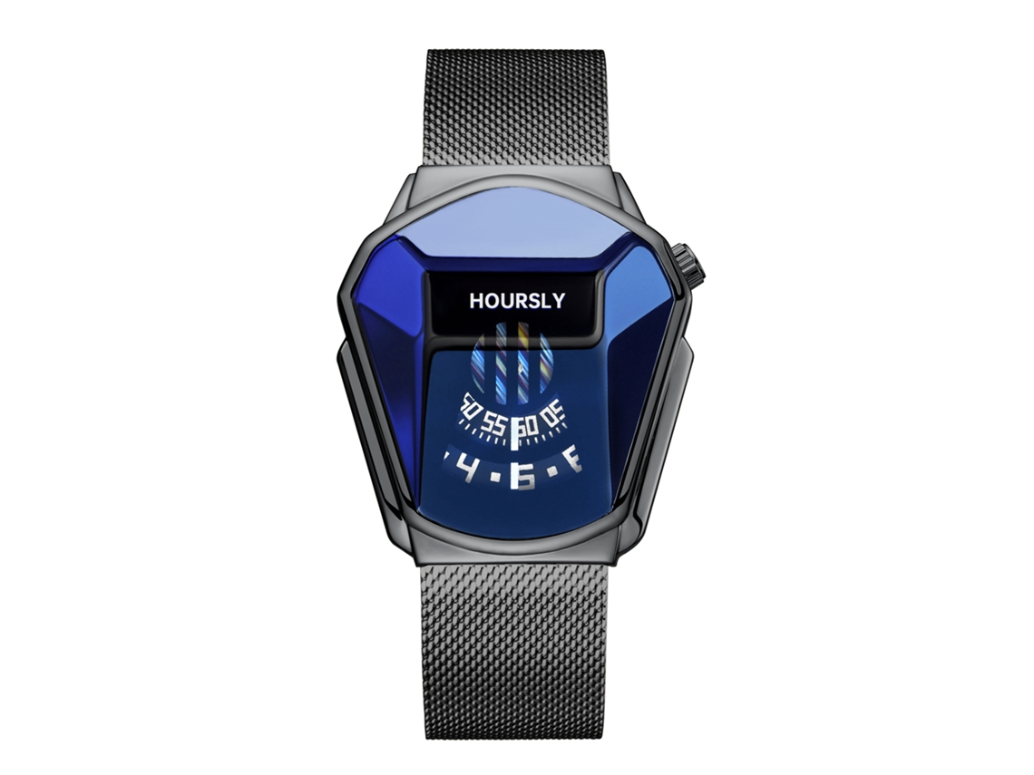 Reloj De Cuarzo Para Hombre (milanesa Negro Y Azul)