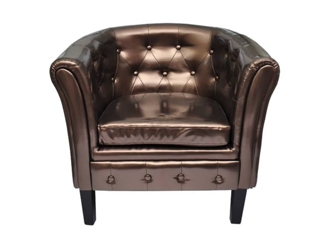 vidaXL Sillón con diseño de cubo cuero sintético marrón