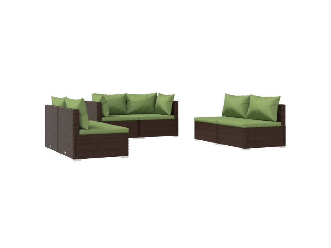 Maison Exclusive - 6 Pcs Conjunto Lounge De Jardim C/ Almofadões Vime Pe Castanho