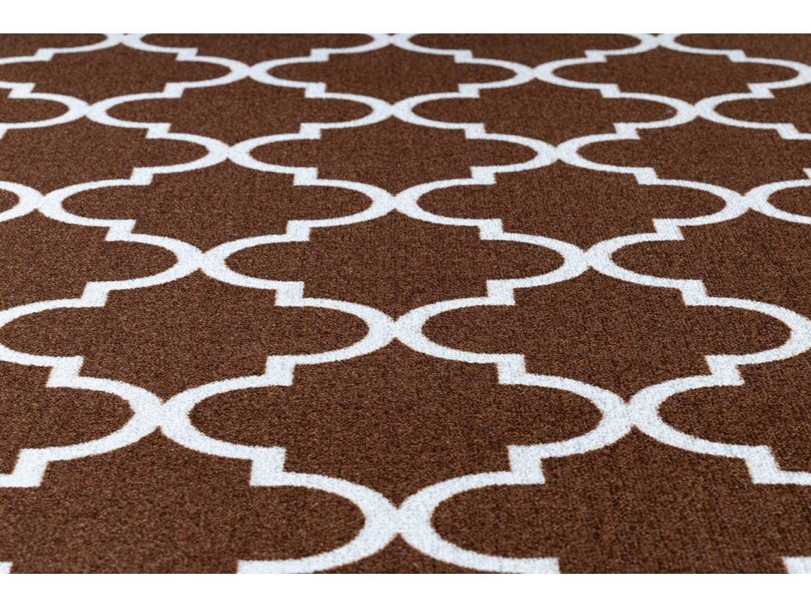 Alfombra de Pasillo con Refuerzo de Goma Enrejado Trébol Marroquí Marrón Trellis 120 cm30351