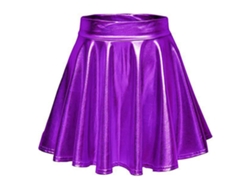 Falda Plisada De Tiras Brillante De Color Sólido Con Brillo Metálico De Cintura Alta Para Mujer Morado S