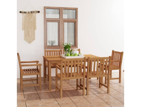 Conjunto 7 Conjunto de comedor de jardín VIDAXL madera maciza de teca