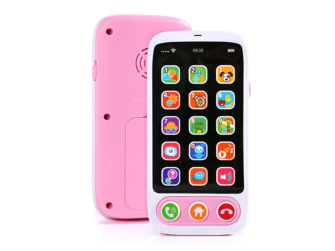 Telefone de brinquedo para bebês Bjww com luz e música, smartphone educativo para brincadeiras de faz de conta e aprendizado.