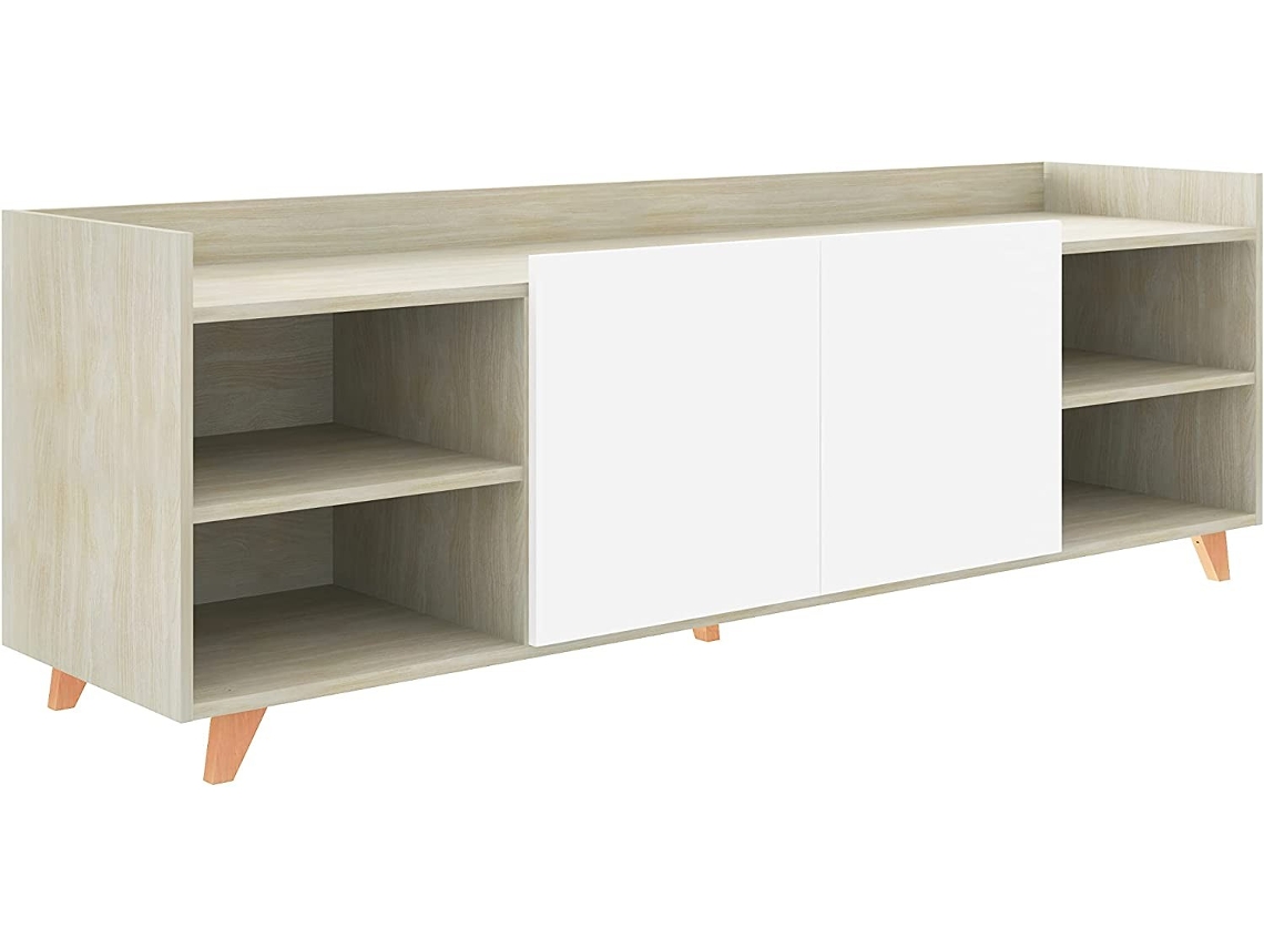 Mueble Tv Roble Roau MOMMA HOME (Blanco - Aglomerado -180x53x46 cm)