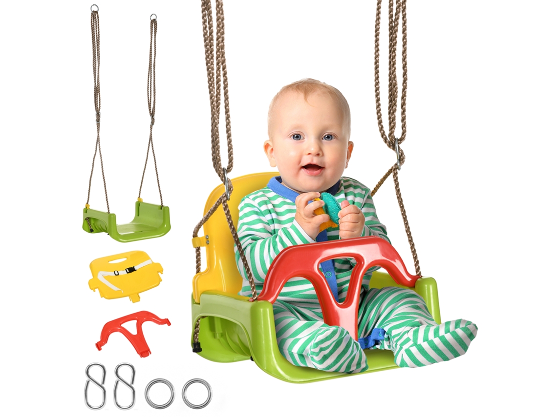 Mecedora Infantil 3 En 1 Ajustable Respaldo Cinturón 9-36 Meses Verde