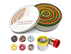 Juego De 12 Cortadores De Galletas Redondos De Acero Inoxidable Para Pasteles, Donas Y Bollos.