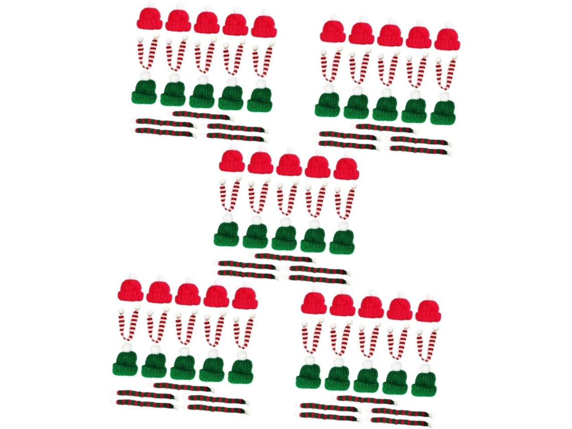 100 Mini Gorros Navideños De Punto, Bufandas Decorativas Para Botellas Y Tazas.