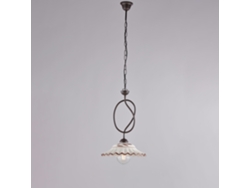 Lámpara de araña Bistrot en hierro negro y efecto óxido Deco con difusor cerámico D. 30 Blanco y marrón 1 luz 105 Ø30 Belight