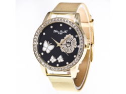 Reloj De Pulsera De Cuarta De Oro Con Piedras Strass Para Parejas Hombre Mujer