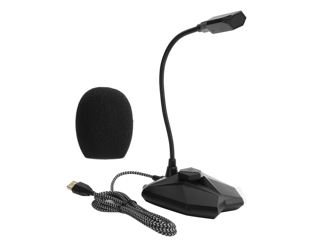 Micrófono Usb Con Cable Flexible Ajustable, Luz Rgb, Plug And Play Para Win10/8/7/vista, Negro.