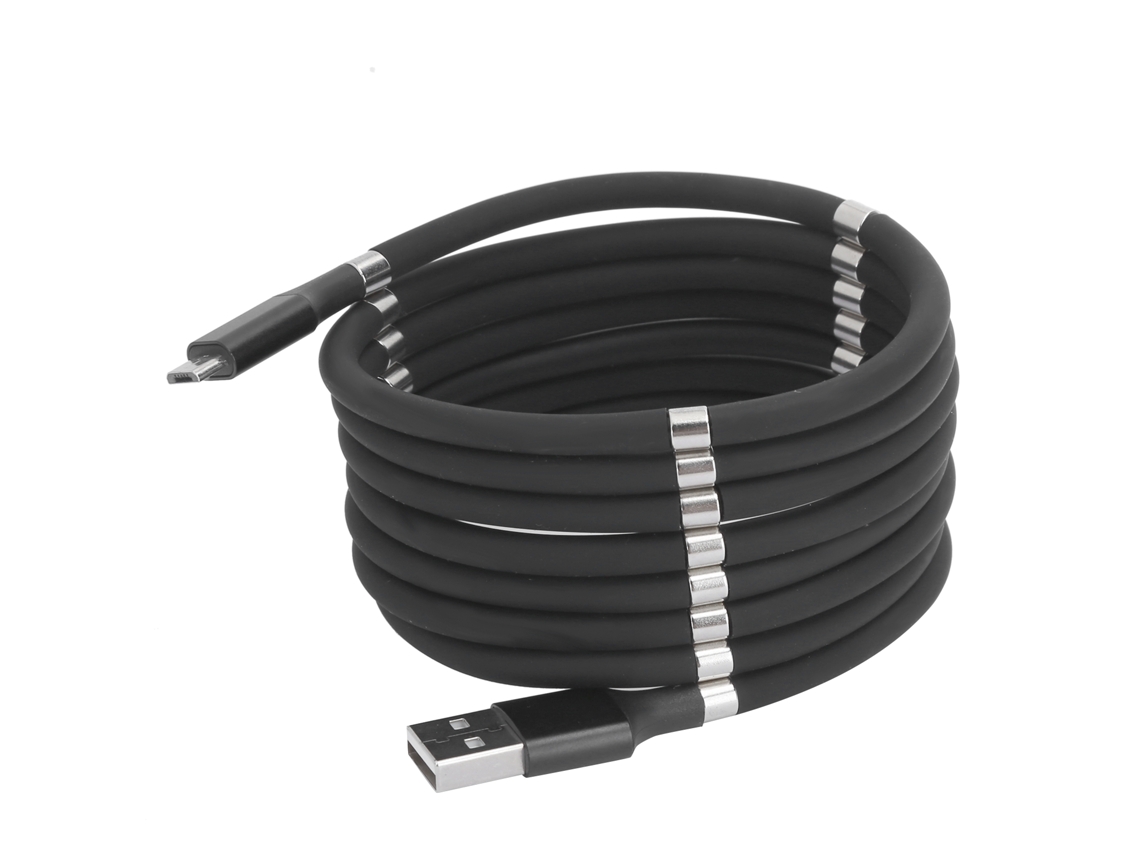 Cable De Carga De Almacenamiento Magnético Cable De Datos Micro-usb Para Teléfonos Móviles 1,8 Metros Negro