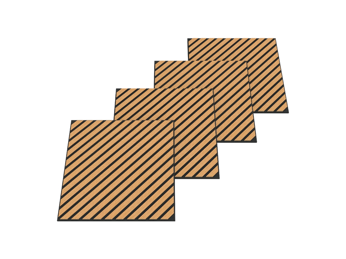 Conjunto de 12 paneles acústicos Vang 3D, 4,32 m², lamas diagonales - Neu.holz roble oscuro