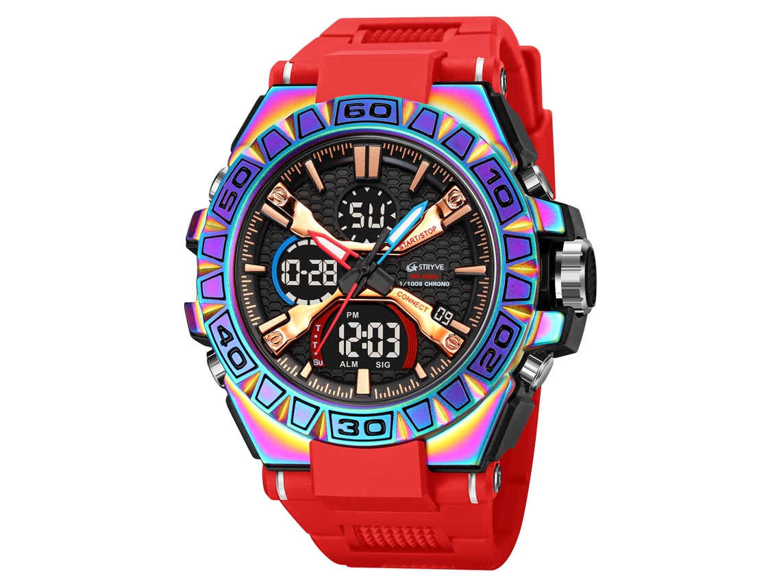 Reloj Digital Deportivo Luminoso (rojo Vibrante), Cronógrafo Multifuncional Resistente Al Agua.