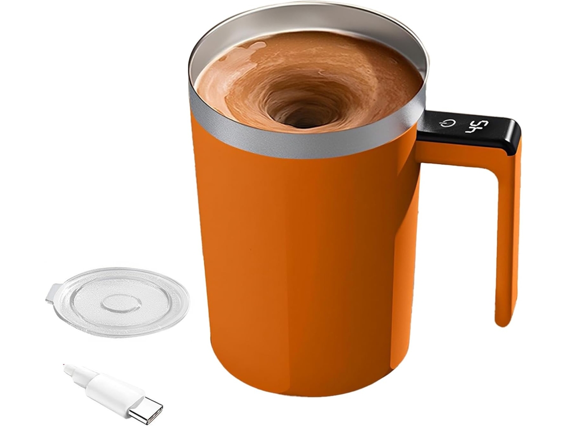 Taza De Café Automezcladora Con Tapa De 400 Ml/13,5 Oz, Agitador Magnético Automático Recargable (naranja)