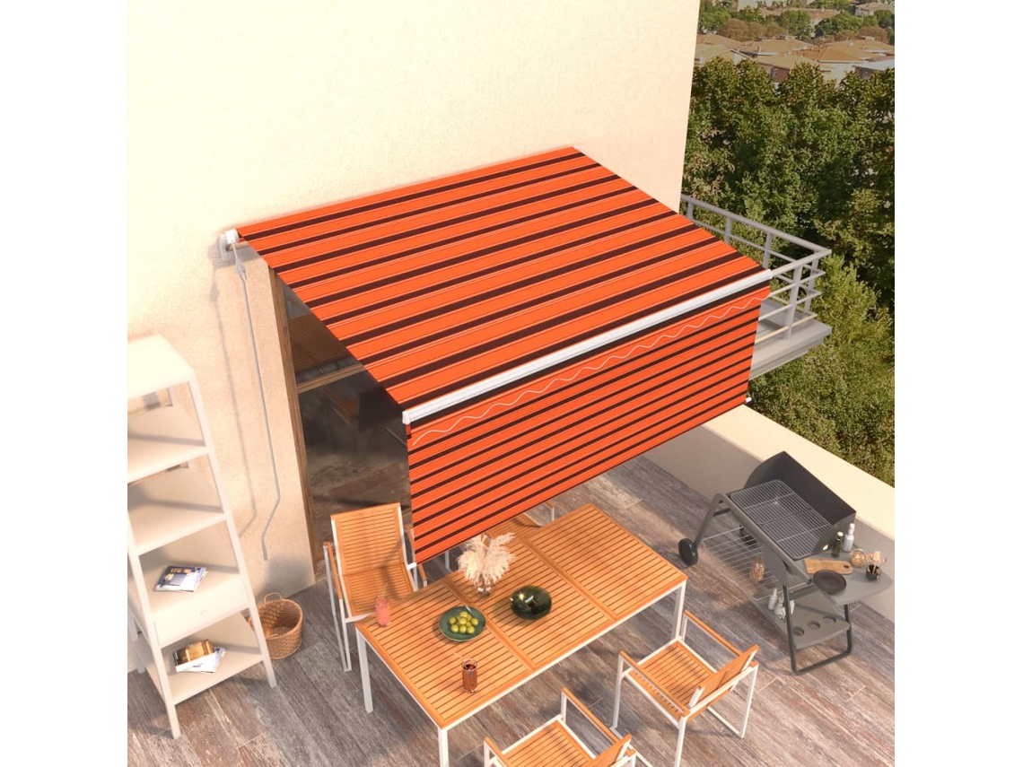 vidaXL Toldo retráctil automático con persiana naranja marrón 3,5x2,5m