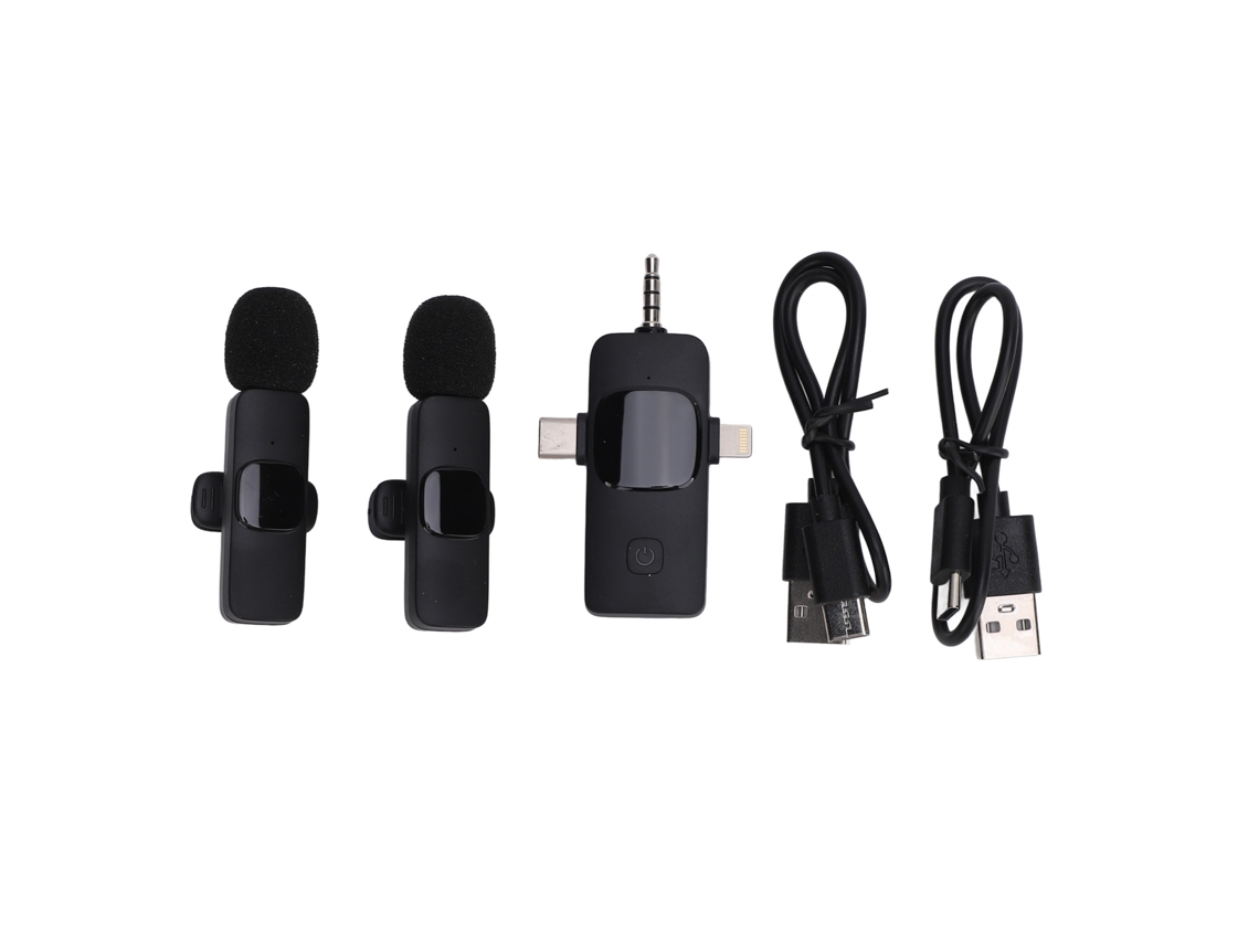 2026-2 Piezas Micrófono Lavalier Inalámbrico 3 En 1 2.4ghz Reducción De Ruido Clip Mini Para Android Ios Grabación Transmisión En Vivo