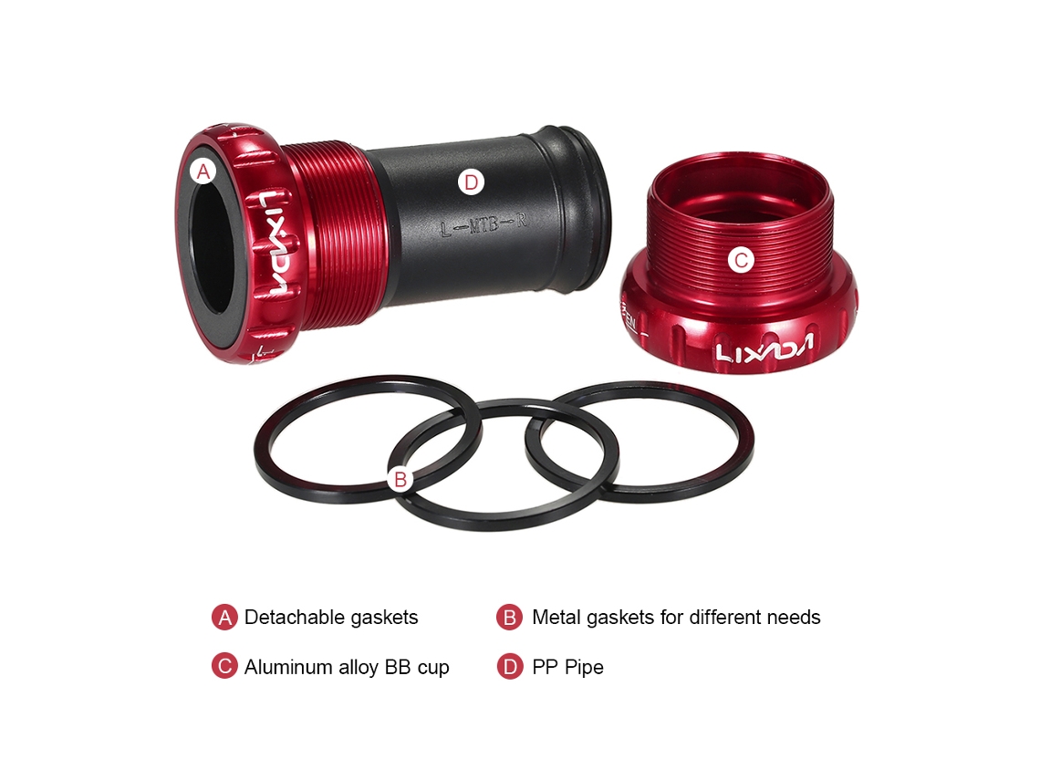 Rodamiento inferior para bicicleta de montaña, rosca de 68 mm/73 mm, cigüeñal de aluminio.
