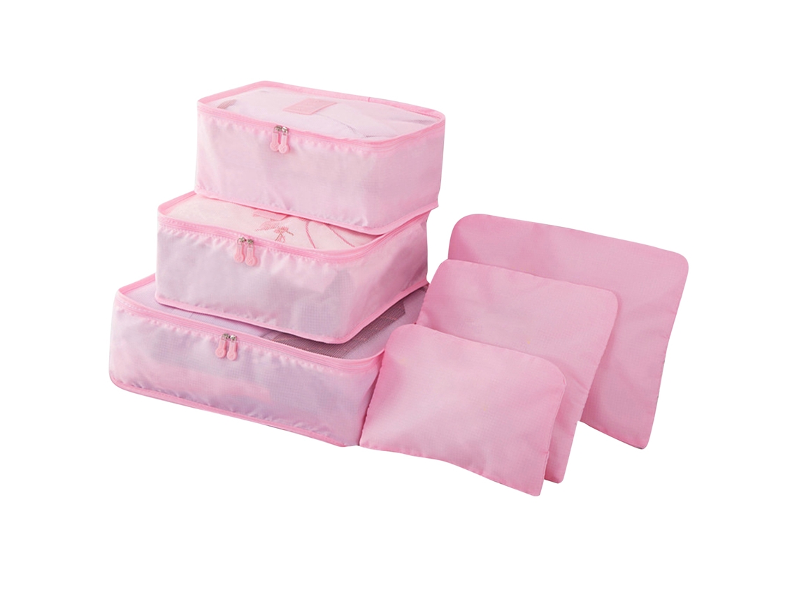 Juego De 6 Bolsas Organizadoras De Equipaje Oxford Impermeables Para Viajes De Negocios - Rosa