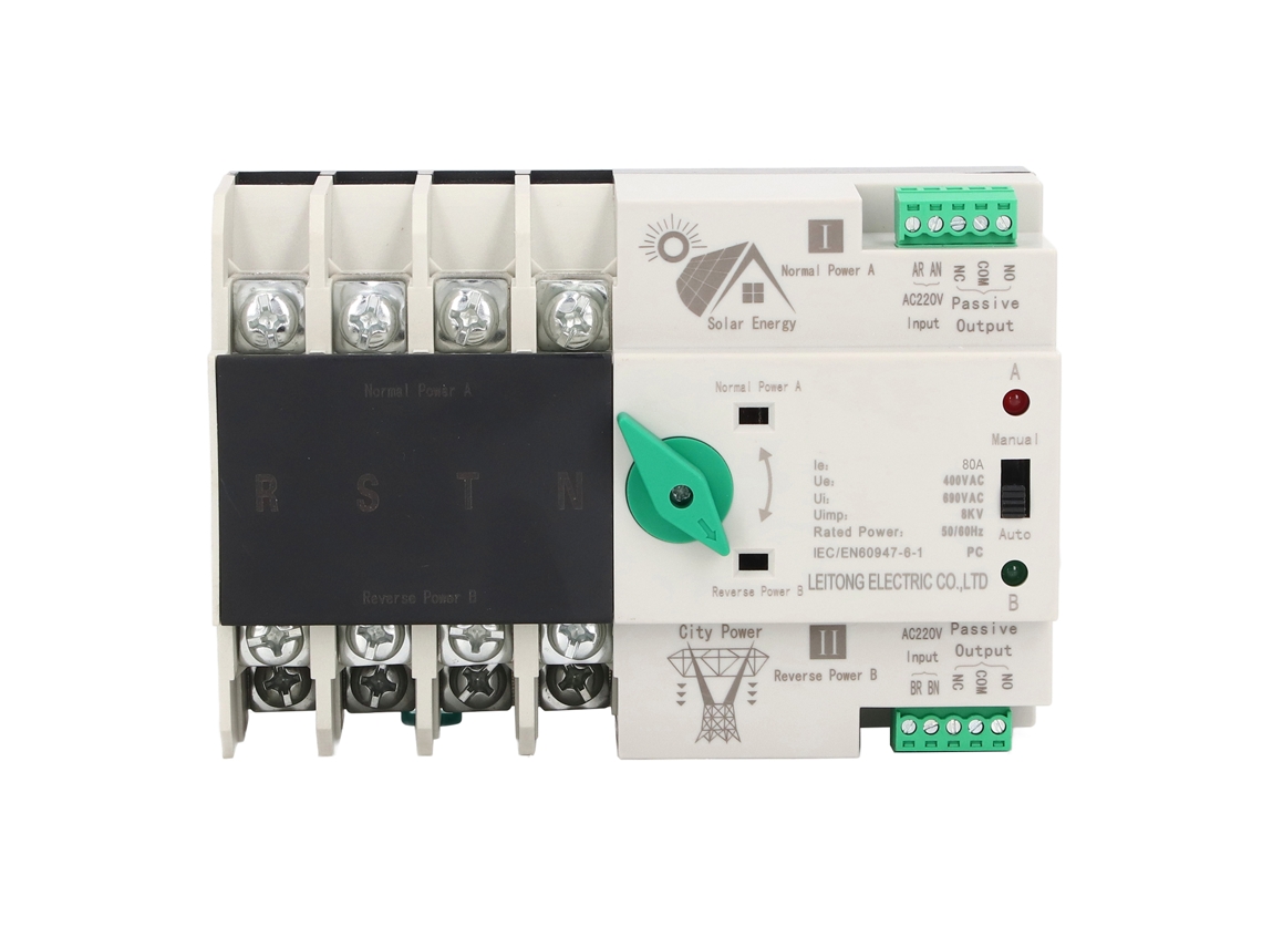 Yncm2026-interruptor De Transferencia Automática De Doble Potencia 4p 80a 220v Controlador Rápido Para Pv Y Red Eléctrica