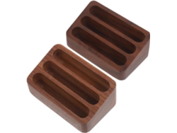 Soporte Para Tarjetas De Visita De Madera De Nogal Negro, Organizador De Escritorio De 3 Ranuras.