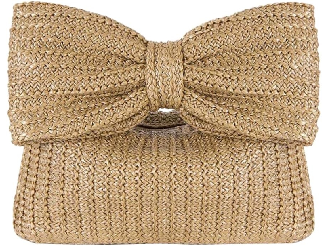 Bolsa De Palha Com Nó, Carteira Trançada Feminina, Bolsa Elegante De Verão Para Praia E Passeios.
