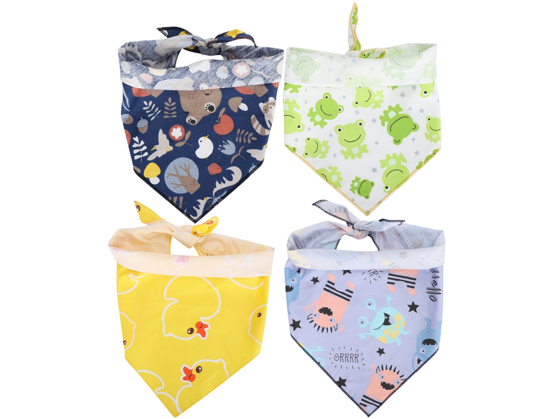 2026altiro-4 piezas de paño estampado para perros, bufanda lavable para el cuello, babero triangular para mascotas