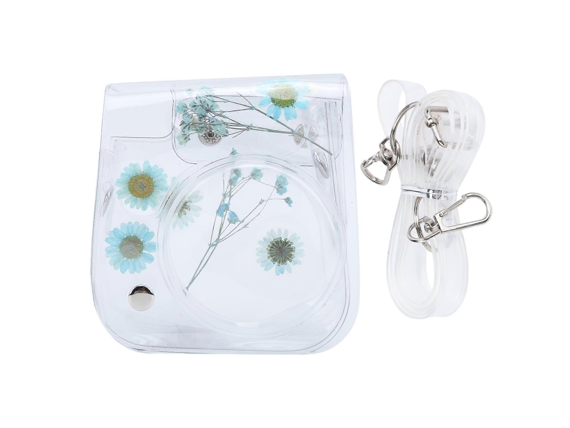 Estuche transparente para cámara, bolsa de almacenamiento de PVC con correa de hombro ajustable para Instax Mini 11, protección azul Saisiyiky