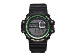 Reloj Deportivo Electrónico, Resistente Al Agua Hasta 30 M, Para Hombres Y Estudiantes, Con Correa De Caucho Verde.