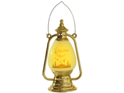 KOFIHETY Linterna de Ramadán, lámpara Eid Mubarak ecológica y duradera de PP y metal con luz a pilas para interiores y exteriores, que proporciona una luz cáli