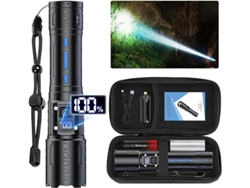 Linterna Led Portátil Recargable Con Láser Blanco, Pantalla Digital, Zoom Ajustable, Batería De 3000 Mah Y Estuche De Transporte, Ideal Para