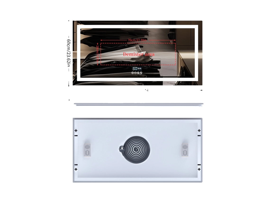Espejo de baño LED con altavoz Bluetooth, antivaho y memoria, 120 x 60 cm, OEM