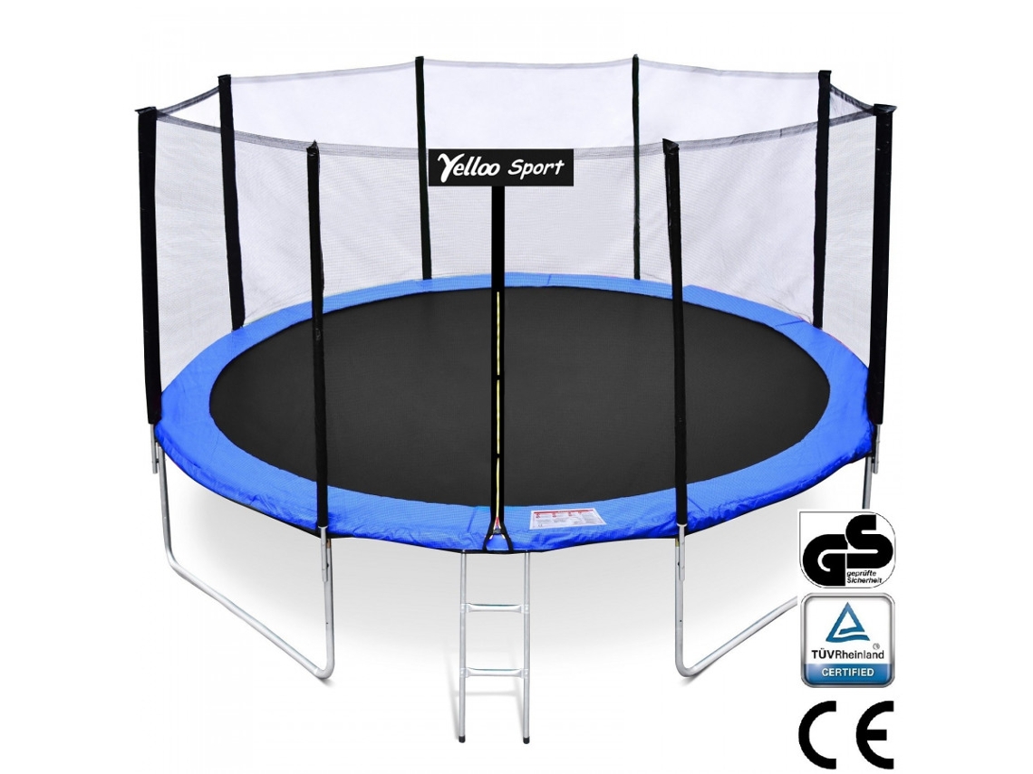 Trampolín infantil para jardín, con certificación CE, TUV y GS de Yelloo (366 cm de diámetro, azul)