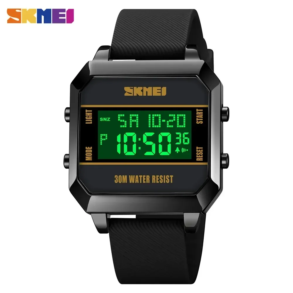 Reloj De Pulsera Digital Para Hombre (negro), Resistente Al Agua Hasta 3 Bares, Luz Led.