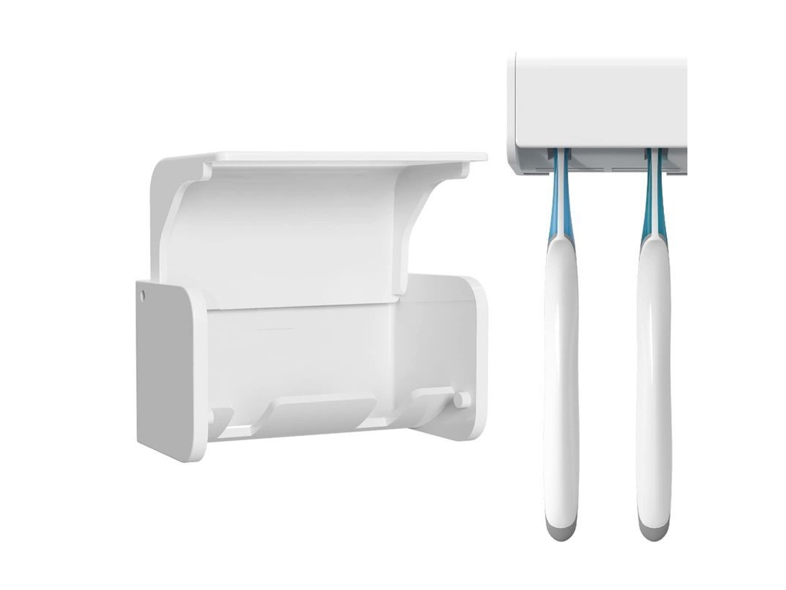 Soporte De Pared Para Cepillos De Dientes Con 2 Compartimentos, Organizador De Almacenamiento (blanco, 1 Unidad)