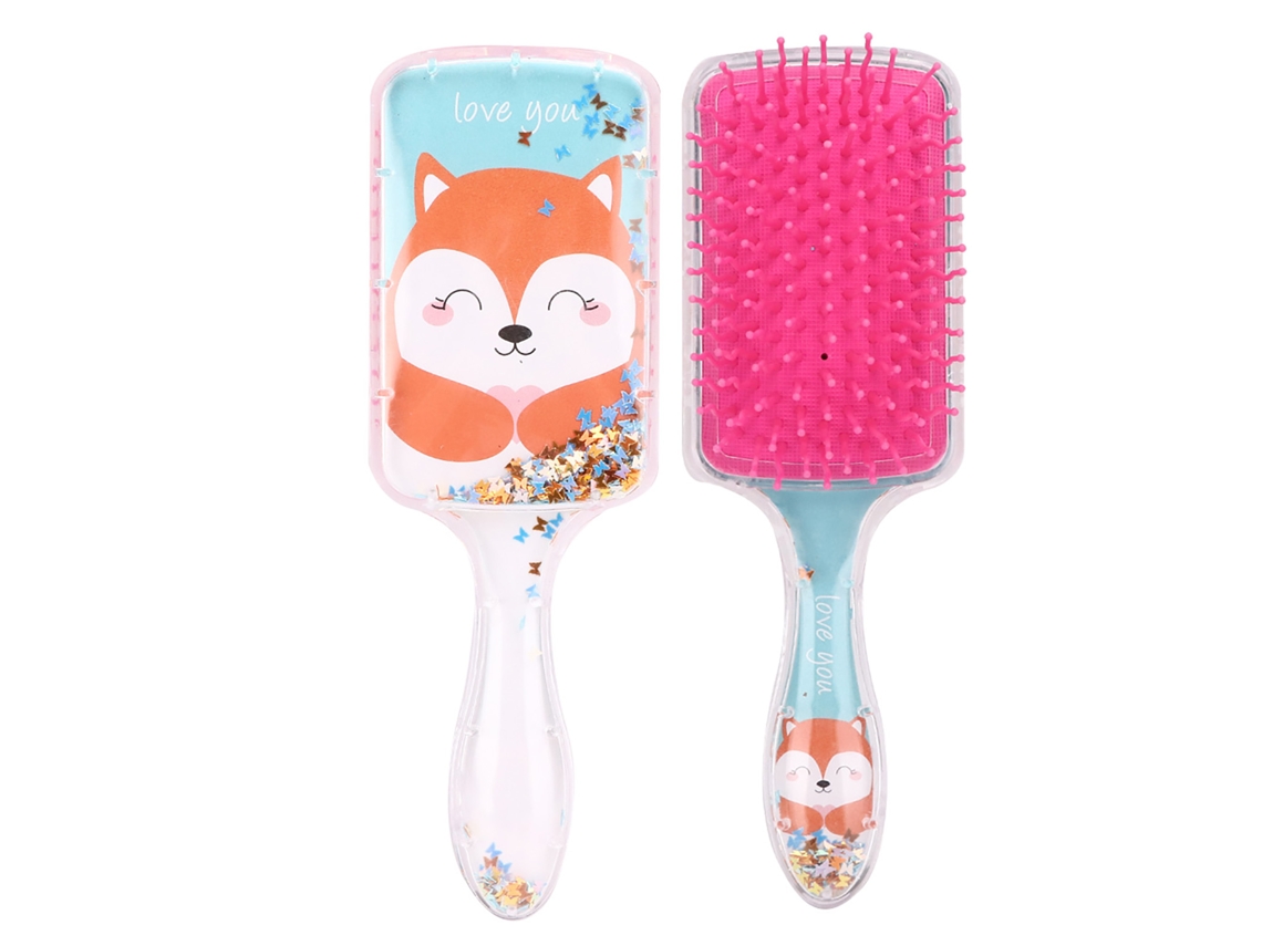 Pente de secagem de cabelo infantil com strass e massageador capilar, modelo 2026, com ferramenta Penteado azul.