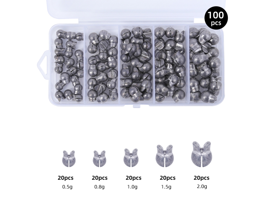 100 Plomos Redondos Desmontables Para Pesca En Agua Dulce Y Salada.