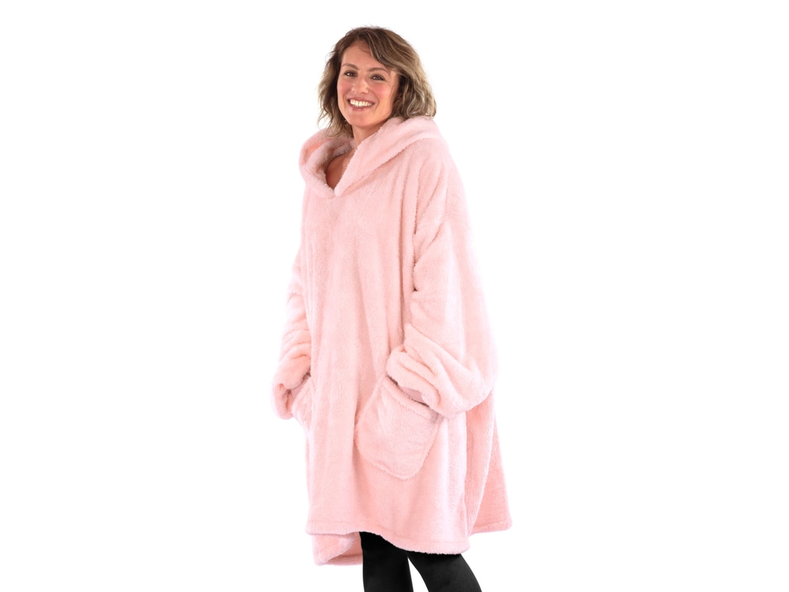 Snugrug Sudadera Con Capucha Rosa Cuarzo Manta Usable Mantas Con Capucha De Gran Tamaño Para Adultos Con Capucha