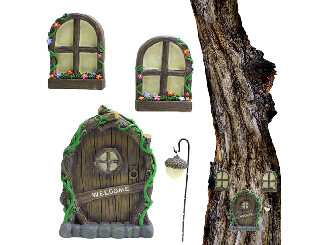 Ventana Y Puerta De Jard N Hadas Escultura Decorativa Para Patio Que Brilla En La Oscuridad Accesorios Decoraci Exterior