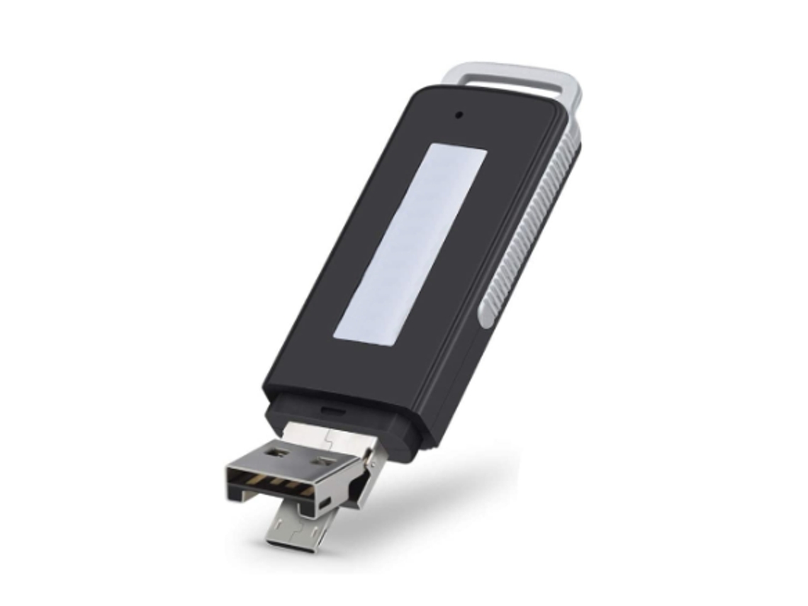 Grabadora de voz USB Mini grabadora de audio digital 16gb Dictáfono con USB dual para conferencias, reuniones, clases y más. Yizhood (negro)