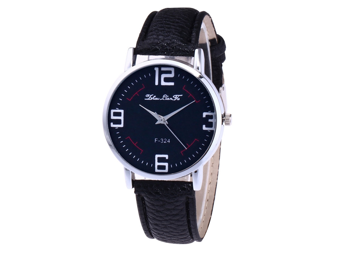 Reloj De Pulsera De Cuarzo Para Mujer Con Correa De Cuero, Esfera Negra, Moderno Y Elegante.