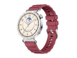 Bracelete Para Huawei Watch Gt 6 (41mm) - Silicone Cor Sólida - Barra De Mola De Liberação Rápida - Fivela Prateada Vermelho Vento