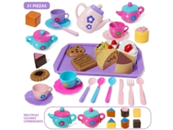 Juego de té infantil rosa para simular el té de la tarde con tetera y tetera. Mdug