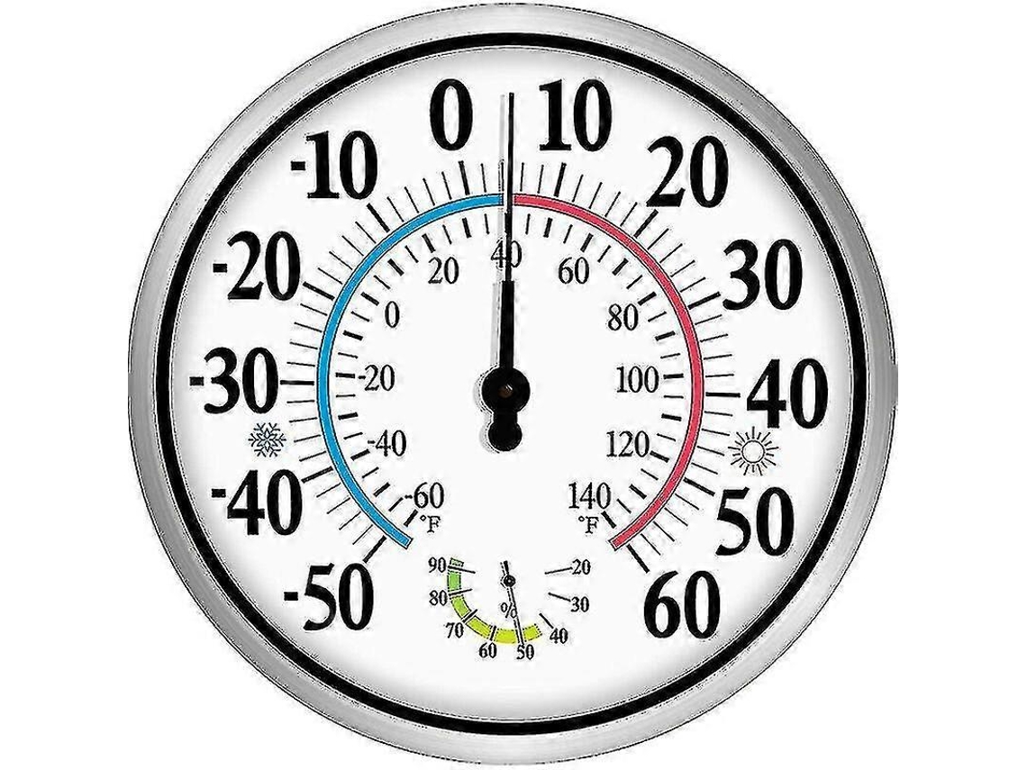 Termómetro inalámbrico de 12 dígitos para uso en interiores y exteriores, higrómetro de dígitos grandes, termómetro 2 en 1, montaje Nostalgia88