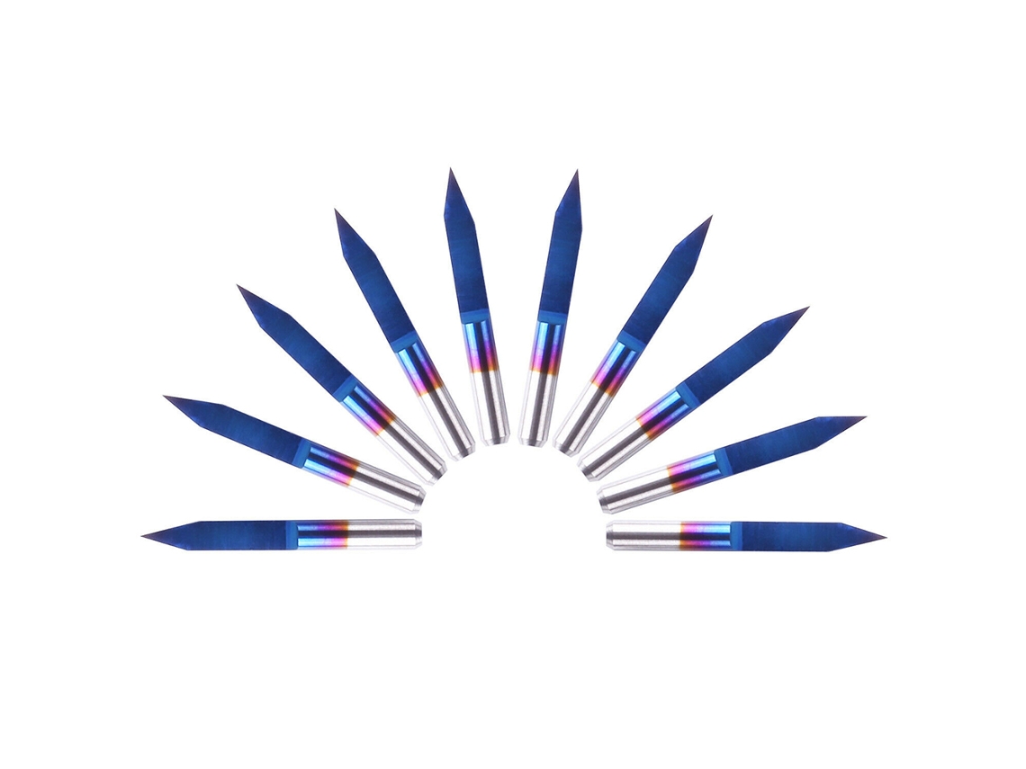 10 Brocas De Fresado En Forma De V De 3,175 Mm, Con Recubrimiento Azul De Carburo De Tungsteno Y Carbono, Para Fresadoras Cnc.