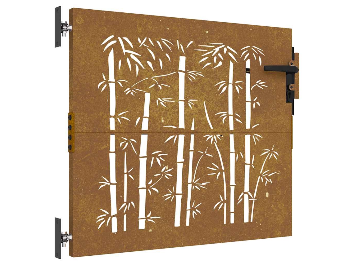 Maison Exclusive - Puerta De Jardín Acero Corten Diseño Bambú 85x100 Cm