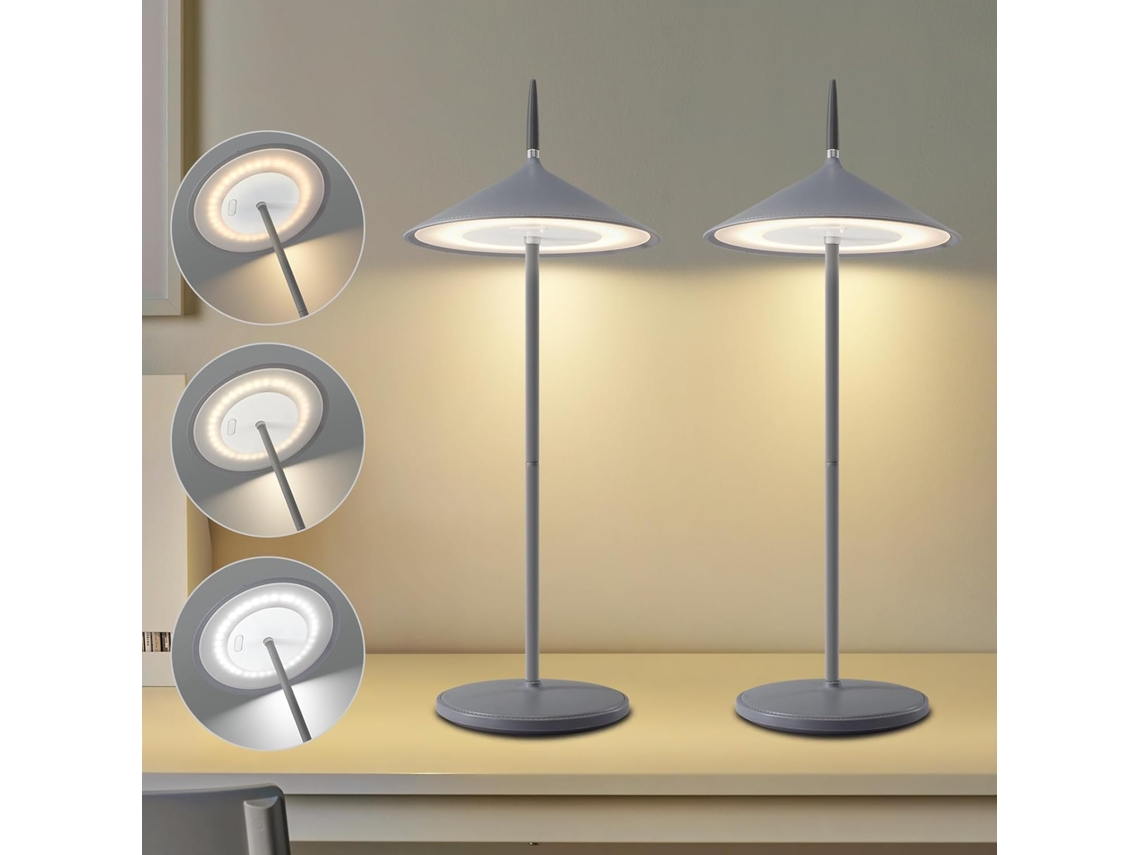 ZMH Lámpara de mesa LED inalámbrica, recargable, táctil, regulable, moderna, para exteriores, jardín